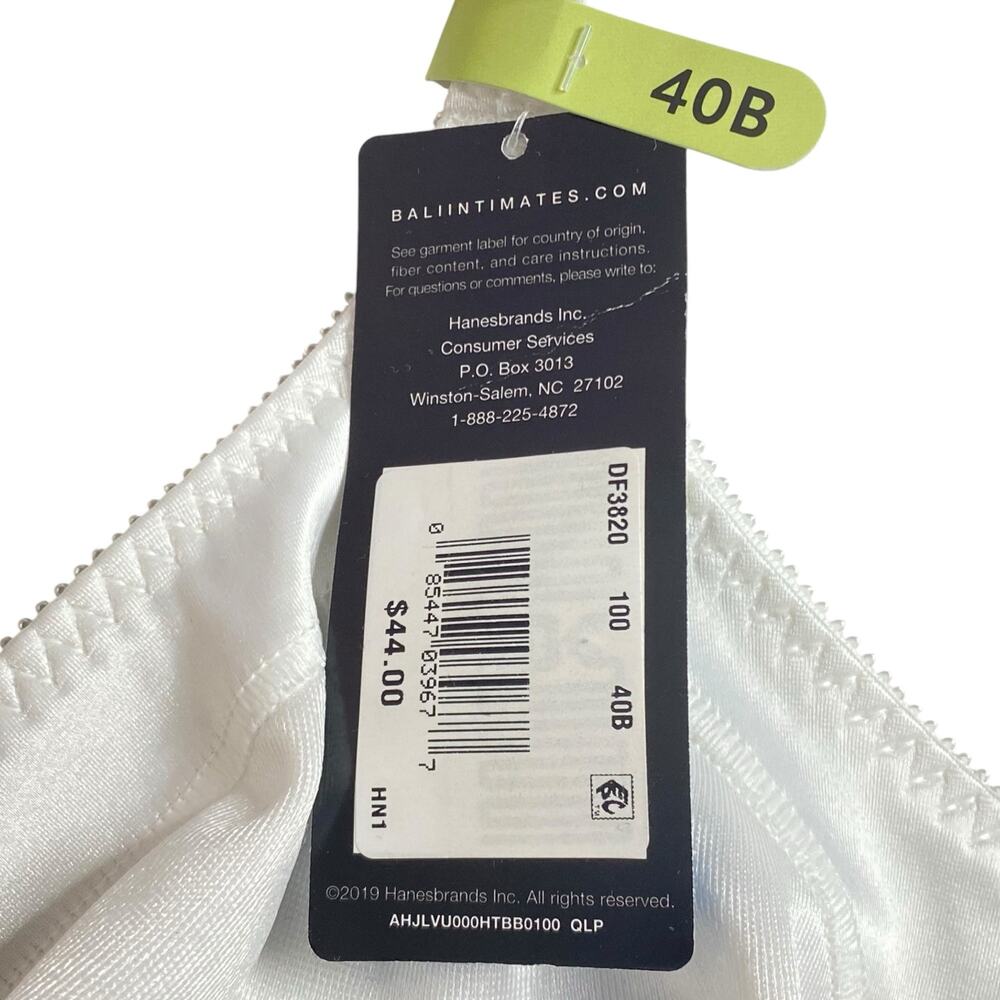 Bali DF3820 Bra Double Support Wirefree Full Coverage Size 40B White NWT 3820 - Picture 13 of 13